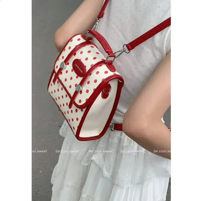 Autumn Fashion Contrast Color Dot Travel Knapsack Korean Preparatory Cute School Backpack Y2k Mochilas Para Mujer 240912