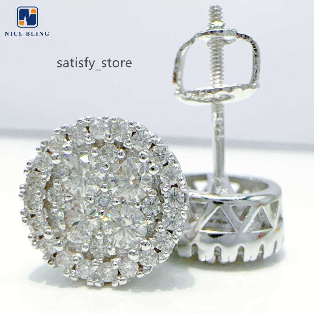 Fashion VVS Diamond Earrings Round Hip Hop Jewelry GRA Moissanite Screw Back Earring For Women
