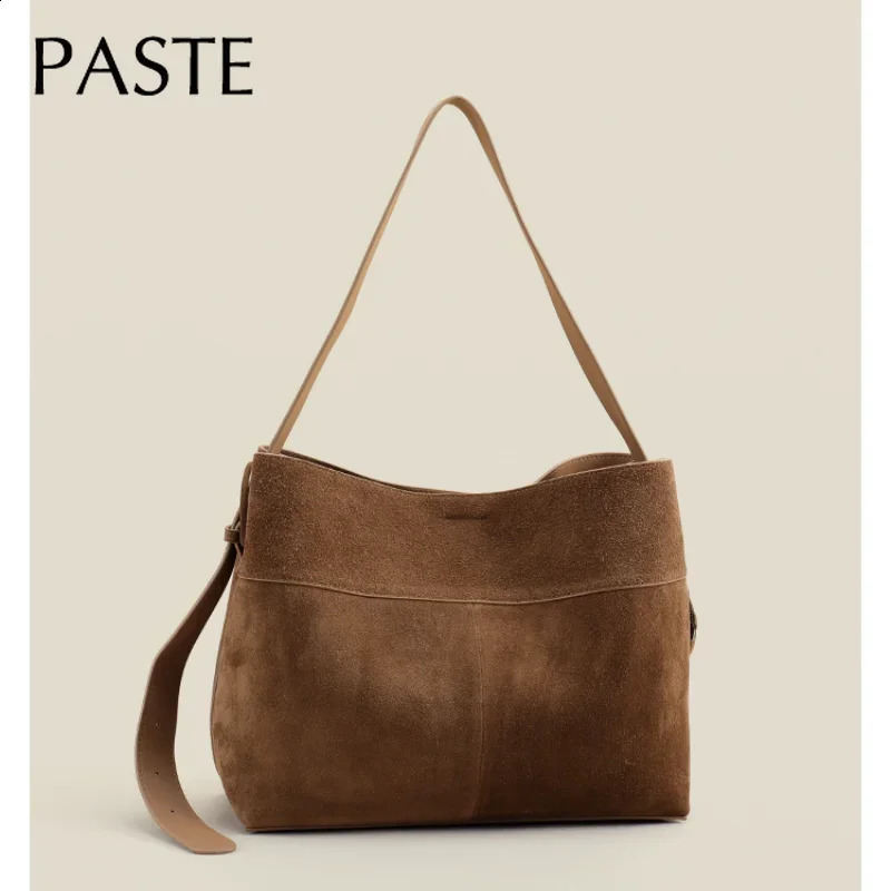 winter matte suede cowhide womens handbag retro coffee highend warm color shoulder bag giant commuting travel 240913