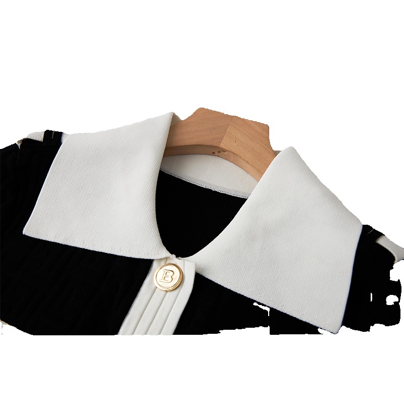 Recommended Elegant Design New Fall Spring Black Geometrical Knitting Skirts Sets Women 2 Pieces Outfits 2022 Sweater Suits