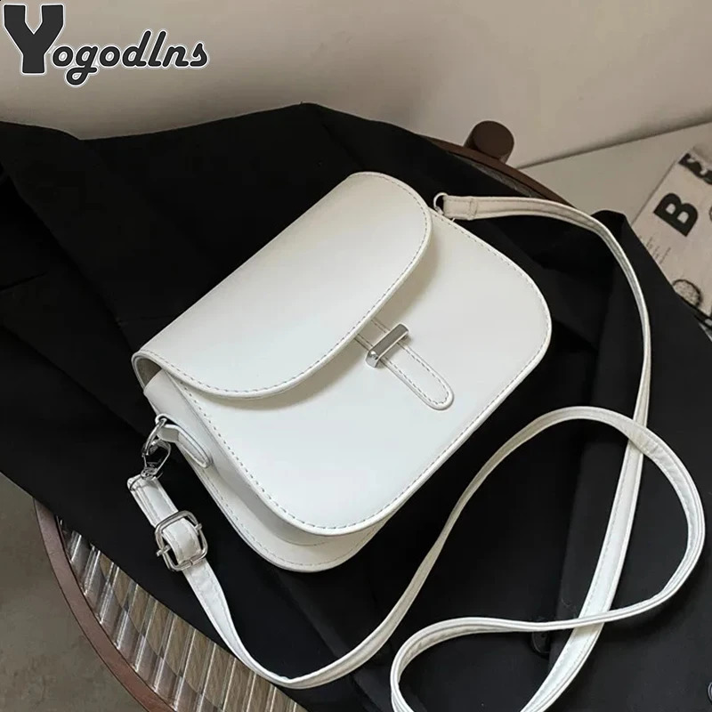 Fashion Women Crossbody Saddle Bag PU Leather Small Handbags Purses Retro Semicircle Messenger Bags Female Clutch Tote 240914