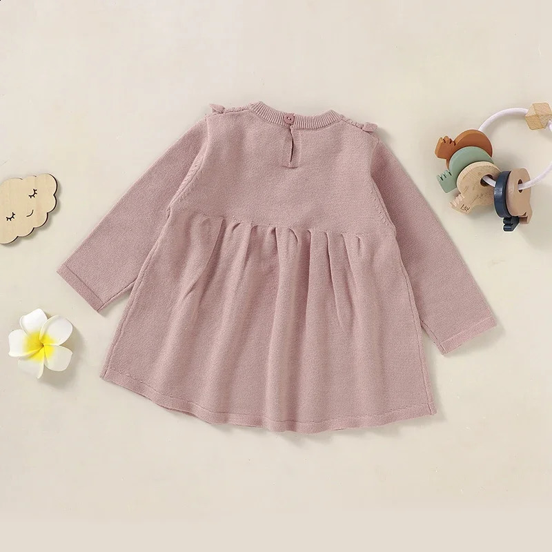 Baby Sweater Dress Knitted Girl Long Sleeve Autumn Childrens Clothing Fashion Cute Flower Warm 618M 240909