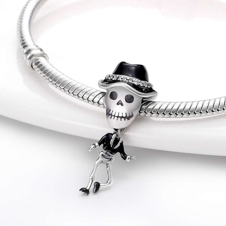 New 925 Sterling Silver Charm Skeleton Man Bracelet pendant Fit Charms Silver 925 Original Bracelet DIY Jewelry Making For women Gifts