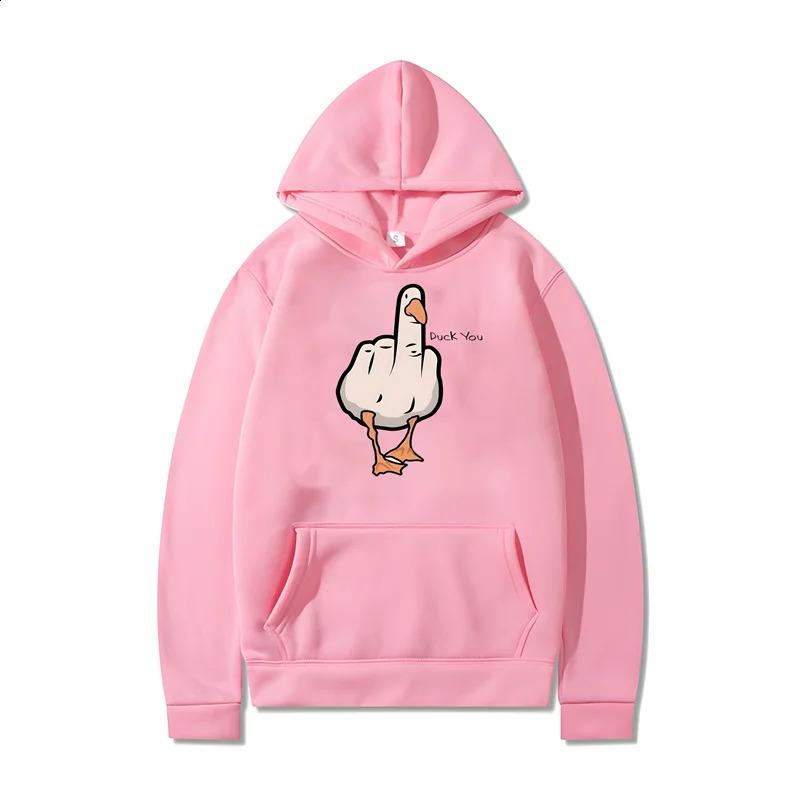 Fun Duck Print Cotton Hoodie Hip Hop Harajuku Y2K Sweatshirt Fashion Casual Loose Oversized Pullover Clothing For Men And Women 240910