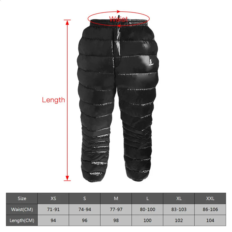 Winter Warm Outdoor Down Trousers Fashion Mens Women High Quality Thicken Camping Mountaineering Waterproof Pants 240913