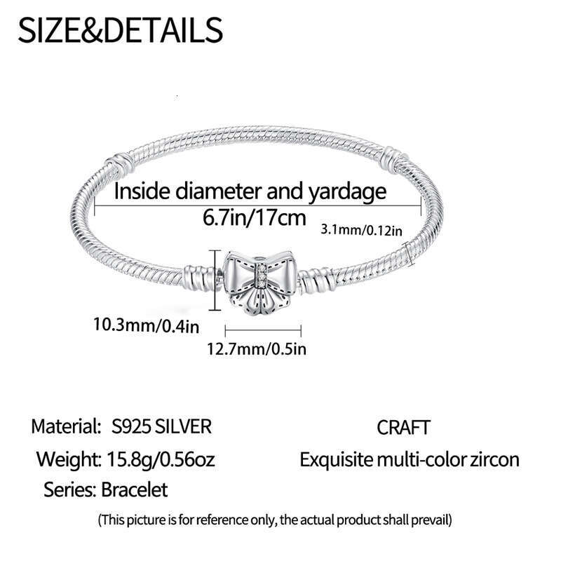 New 925 Sterling Silver Snake Chain Butterfly Bracelet Fit Charms Silver 925 Original Bracelet DIY Jewelry Making For women Gifts