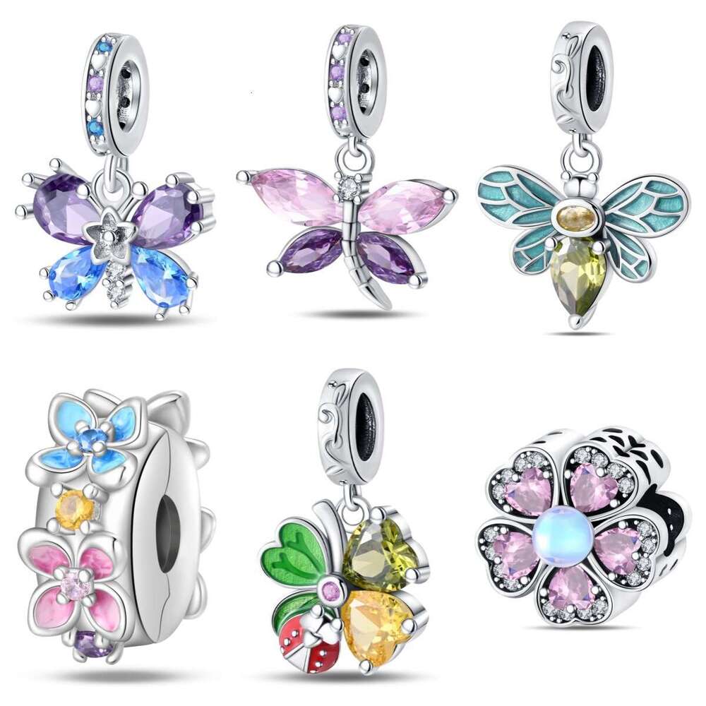 New 925 Sterling Silver Charm Dragonfly Zircon Pendant Fit Charms Silver 925 Original Bracelet DIY Jewelry Making For women Gifts