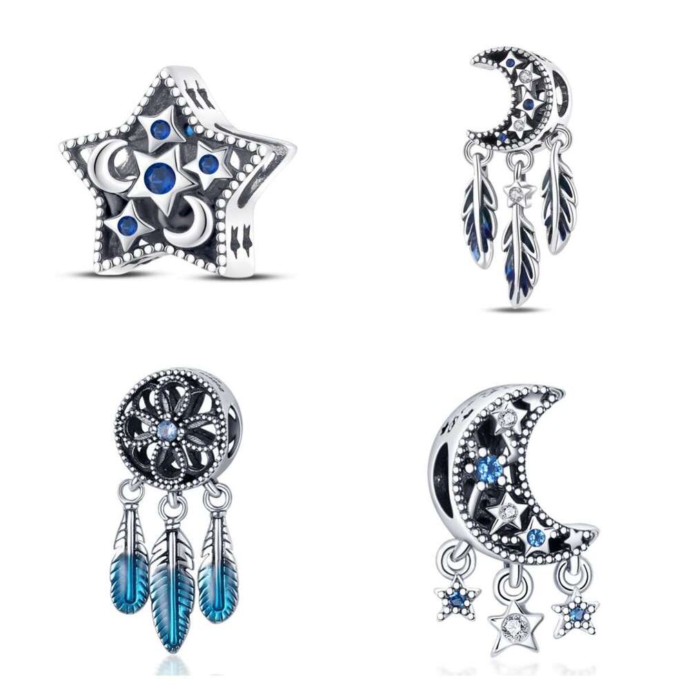 New 925 Sterling Silver Charm Blue Dream Catcher Pendant Fit Charms Silver 925 Original Bracelet DIY Jewelry Making For women Gifts