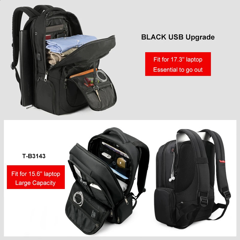 warranty mens backpack 14 15.6 17.3-inch mens laptop backpack anti-theft school backpack mens travel bag Mochila 240914