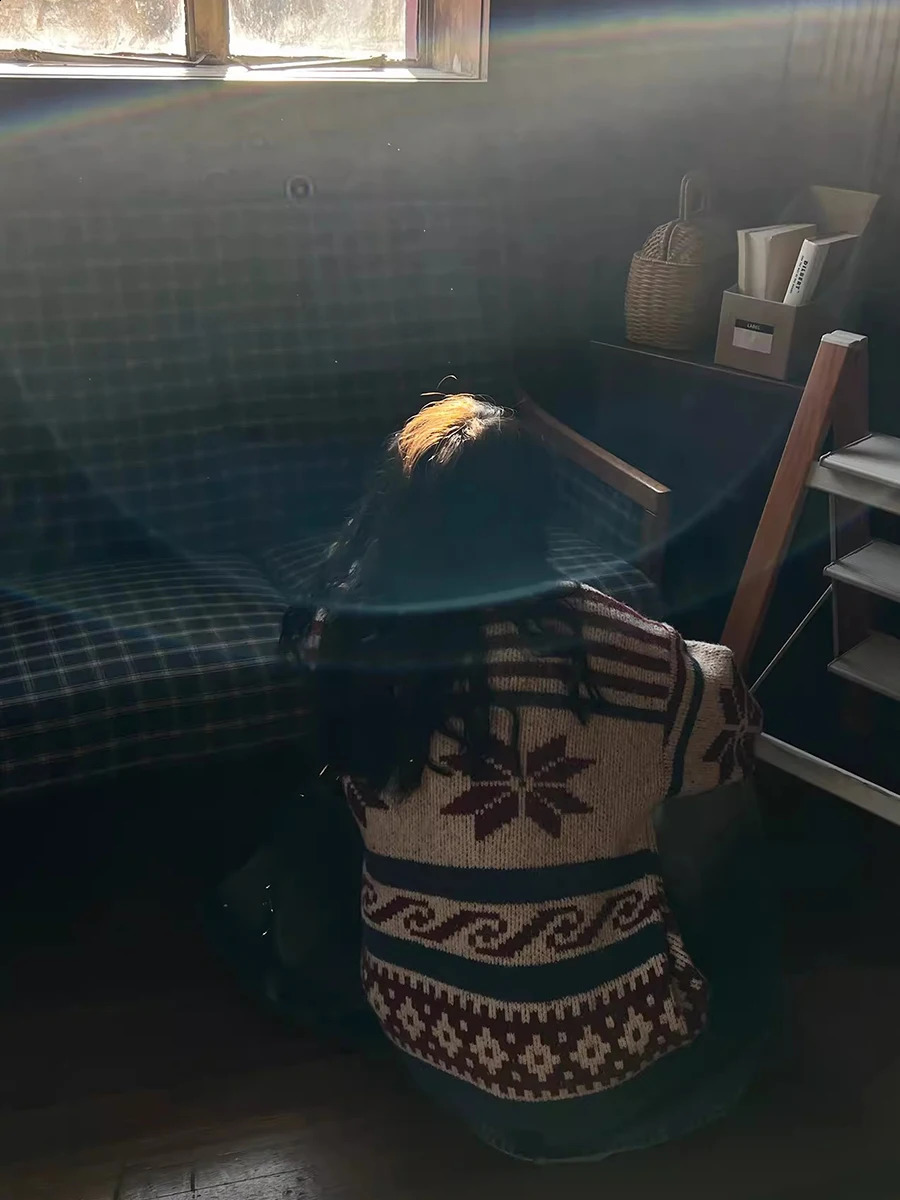 REDDACHiC Retro Fair Isle Cardigan Sweater Women Lapel Long Sleeves Zip Up Oversize Chunky Knit Jacket Coat Warm Winter Clothes 240914