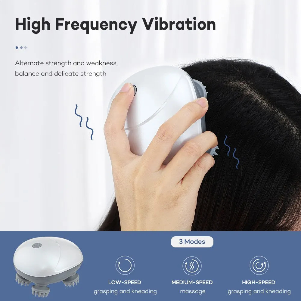 Electric Head Scalp Massager for Hair Growth Stress Relax with 4 Massage Heads Body Health Care Shoulder Neck 240911