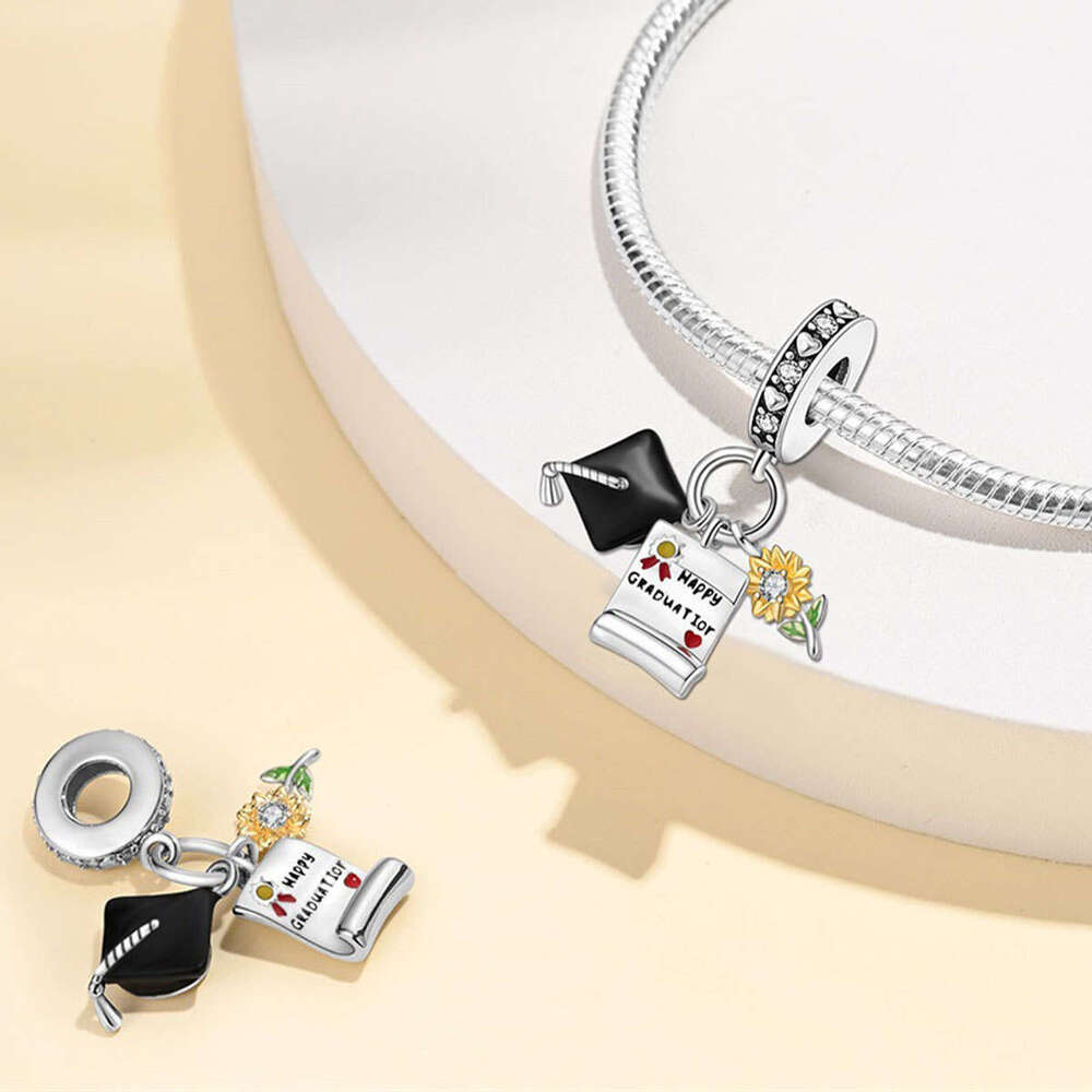 New 925 Sterling Silver Charm Graduation Season Series - Colorful Doctor Owl Beads Fit Charms Silver 925 Original Bracelet DIY Jewelry Making For wome