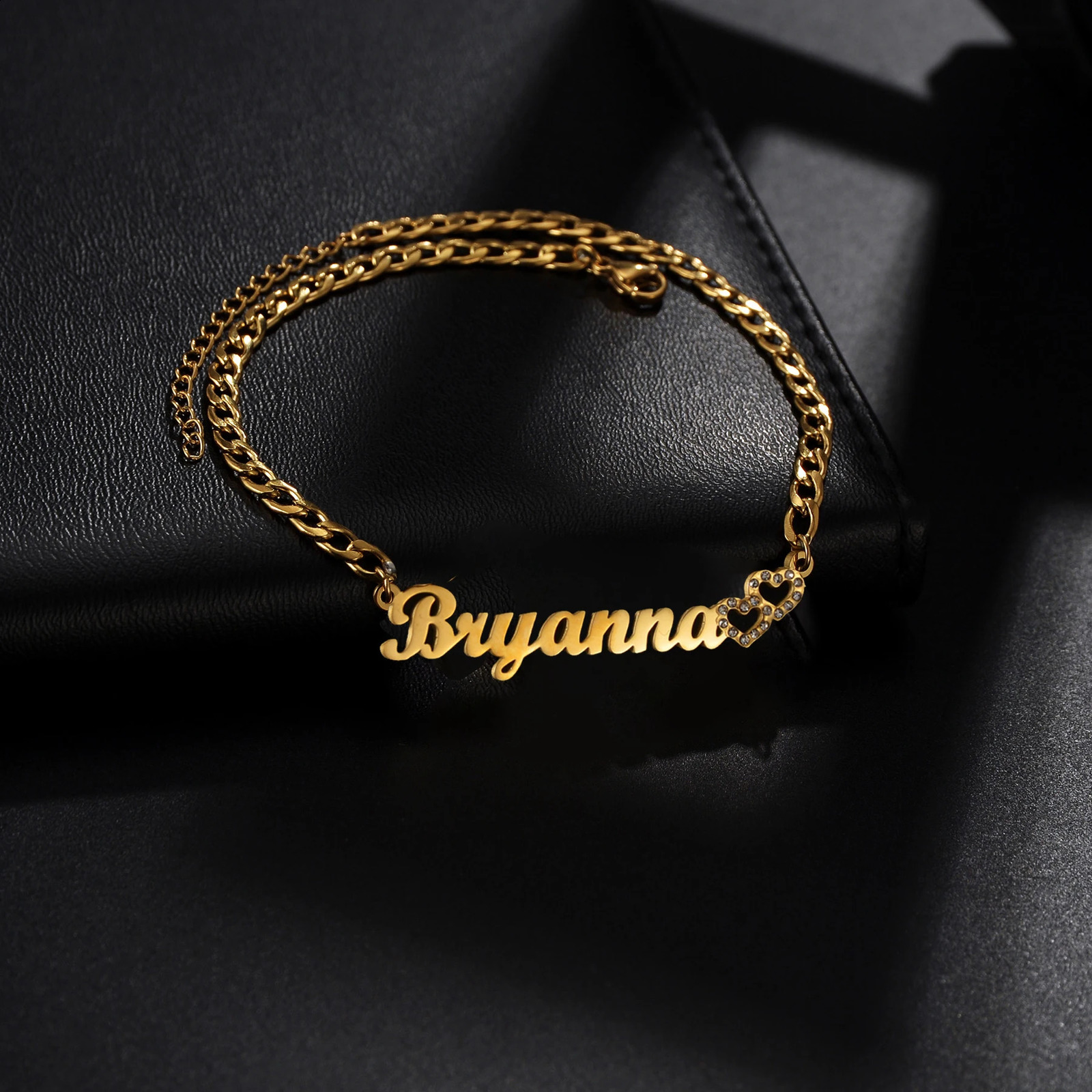 Atoztide Personalized Custom Name Bracelet Stainless Steel For Men Women Zircon Heart Letter Link Chain Birthday Jewelry Gift 240914