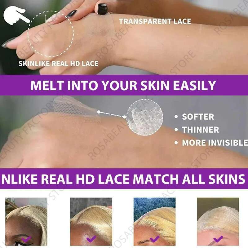 30 40 Inch 613 Honey Blonde Color 13X6 HD Lace Frontal Body Wave Human Hair 250 Density Glueles 13X4 Front Wig For Women