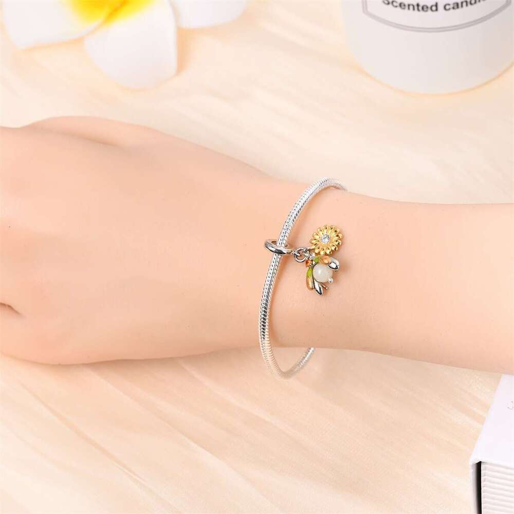 New 925 Sterling Silver Charm yellow glowworm pendant Fit Charms Silver 925 Original Bracelet DIY Jewelry Making For women Gifts