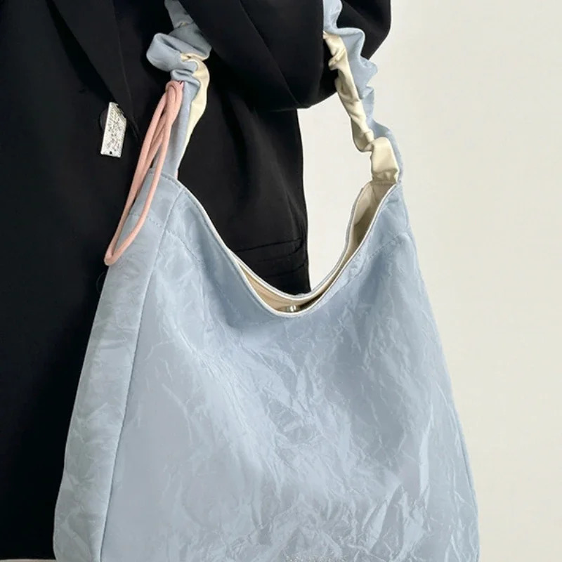 Preppy Style Sweet Student Nylon Shoulder Bag with Adjustable Cross Body for Womens Elegant Daily Contrast Color Underwear 240913