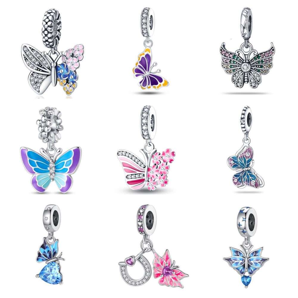 Spring New 925 Sterling Silver Charm Colorful Butterfly Pendant Fit Charms Silver 925 Original Bracelet DIY Jewelry Making For women Gifts