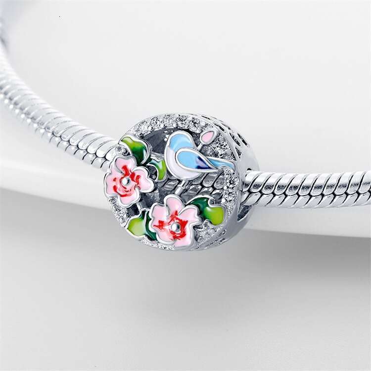 New 925 Sterling Silver Charm Hope Flower Autumn Pink Flowers pendant beads Fit Charms Silver 925 Original Bracelet DIY Jewelry Making For women Gifts