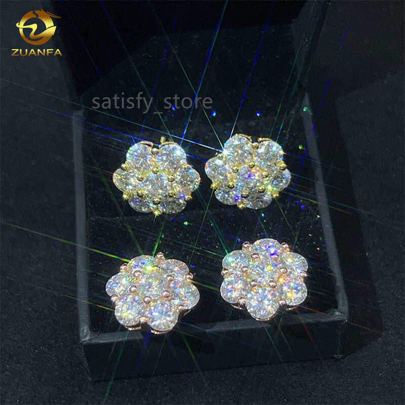 Hot Sale Dropshipping Fashion Jewelry Earrings Gold Plated Sier Vvs-Fl GRA Iced Out Screw Back Moissanite Stud Earring
