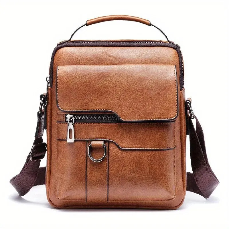 Men Shoulder Bag for 97 iPad PU Leather Flaps Mens Crossbody Bags Business Flap Male Solid Messenger Travel y240914