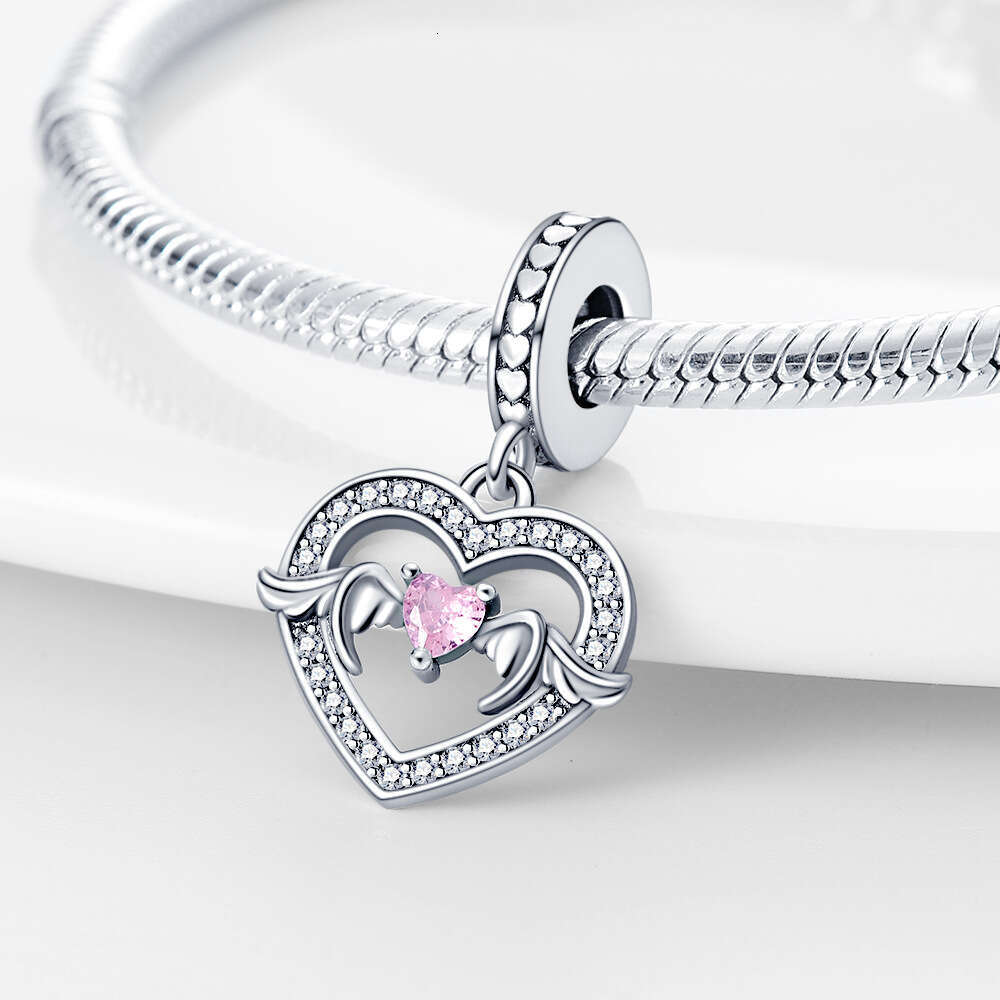 New 925 Sterling Silver Charm Heart shaped wing pendant Fit Charms Silver 925 Original Bracelet DIY Jewelry Making For women Gifts