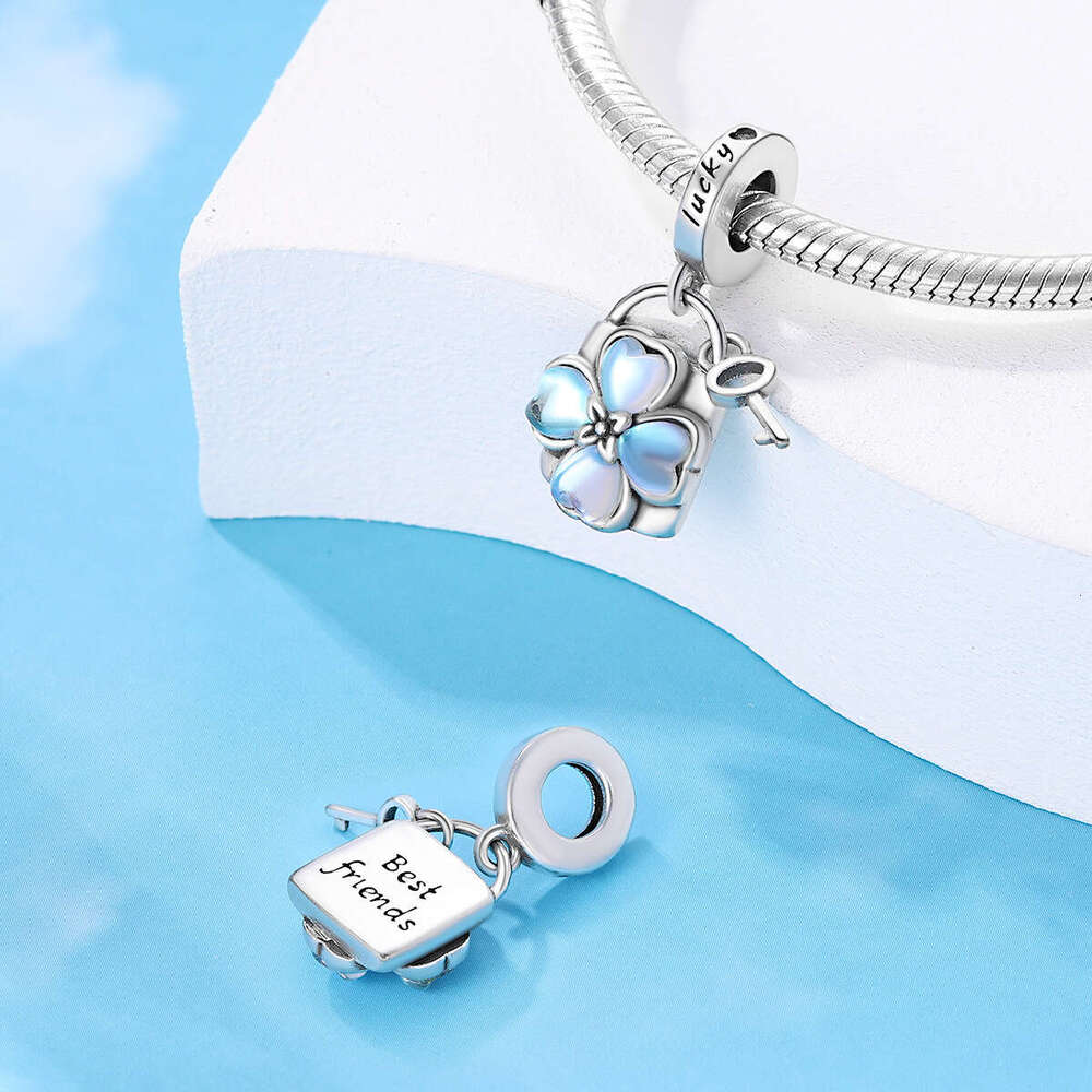 New 925 Sterling Silver Charm Colorful Stone Pink Tree of Life Clover Pendant Fit Charms Silver 925 Original Bracelet DIY Jewelry Making For women Gif