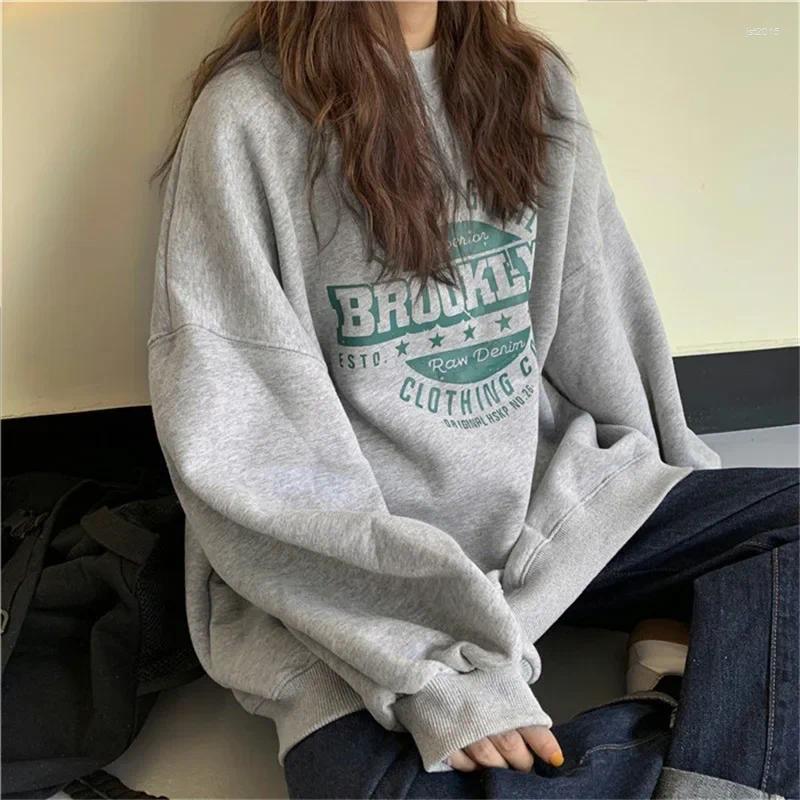Women's Hoodies 2024 Autumn Sweatshirt Thin Hoodless Jacket Versatile Harajuku Style Loose Fit Student Top