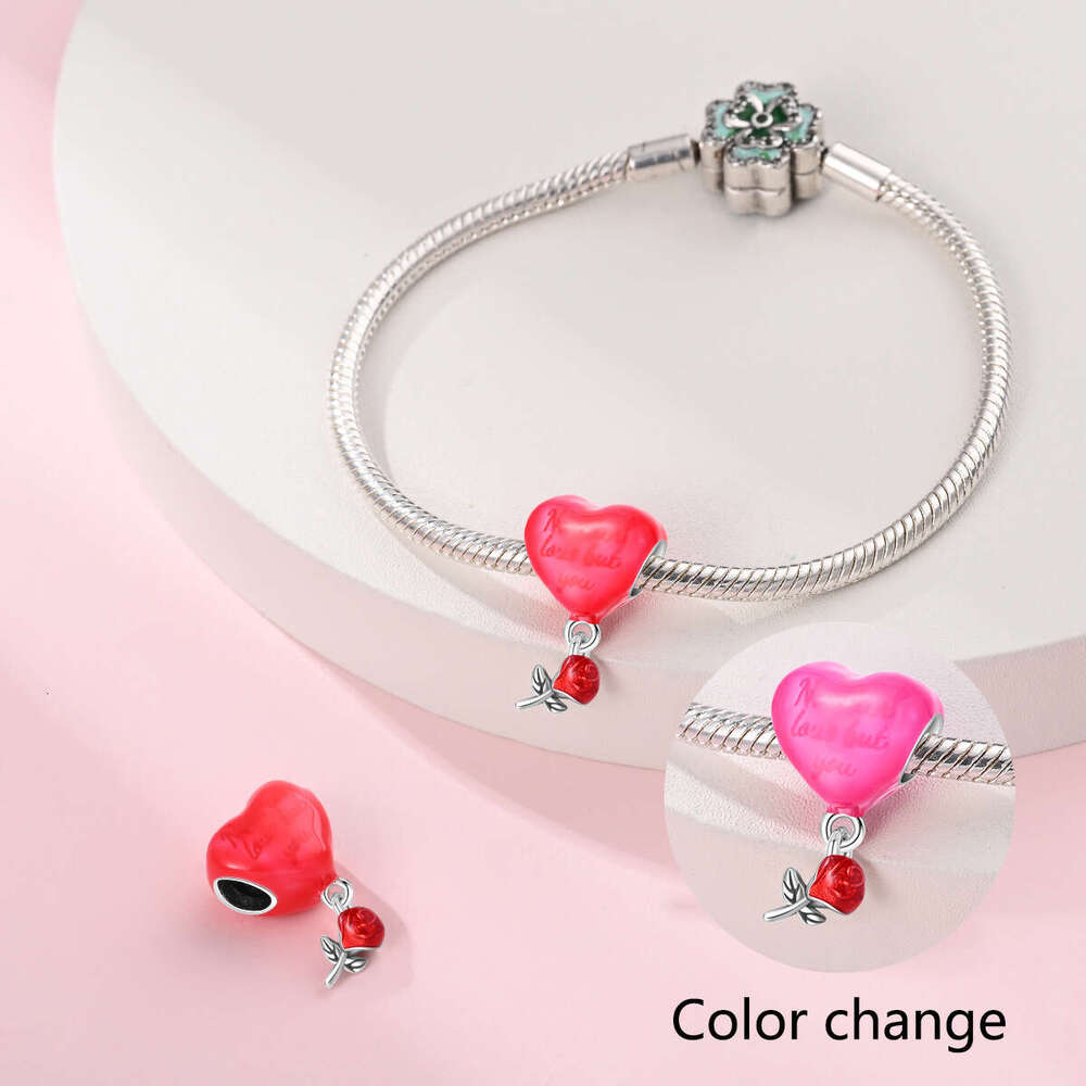 New 925 Sterling Silver Charm Romantic Rose Rainbow Pendant Fit Charms Silver 925 Original Bracelet DIY Jewelry Making For women Gifts