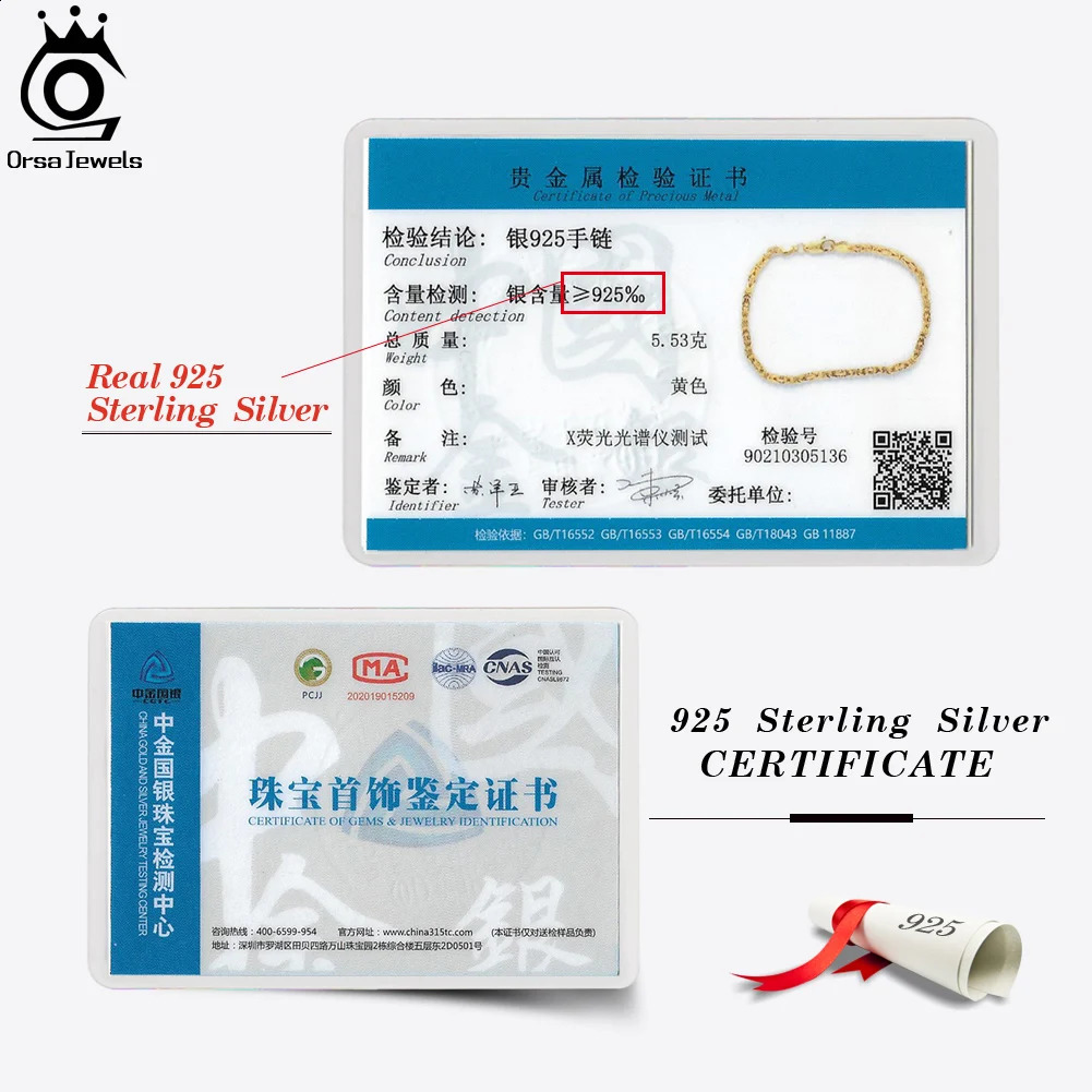 ORSA JEWELS Italy 25mm Flat Byzantine Chain Bracelet for Womens Party 925 Silver y Accessories SB122 240912