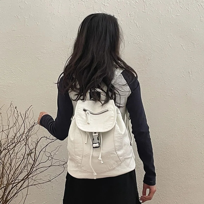 style tie All match Simple Backpack Korean Large Capacity Go Out Travel Backpack College Student Class Backpack 240912
