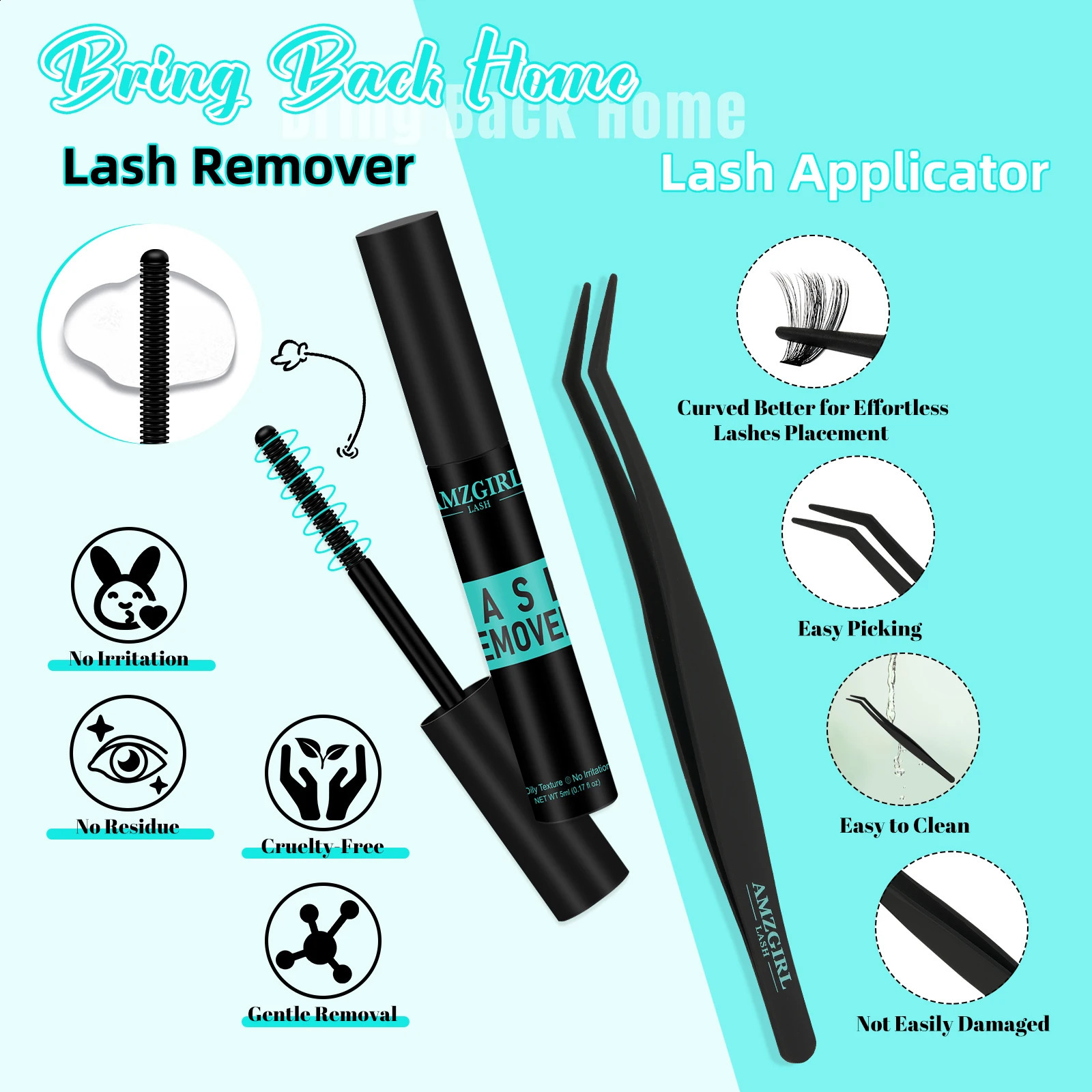 AMZGIRL LASH 320pcs DIY Eyelash Extension Kit Cluster Lashes 70D90D D Curl 8-16mm Waterproof Bond and Seal with Remover Tweezer 240914