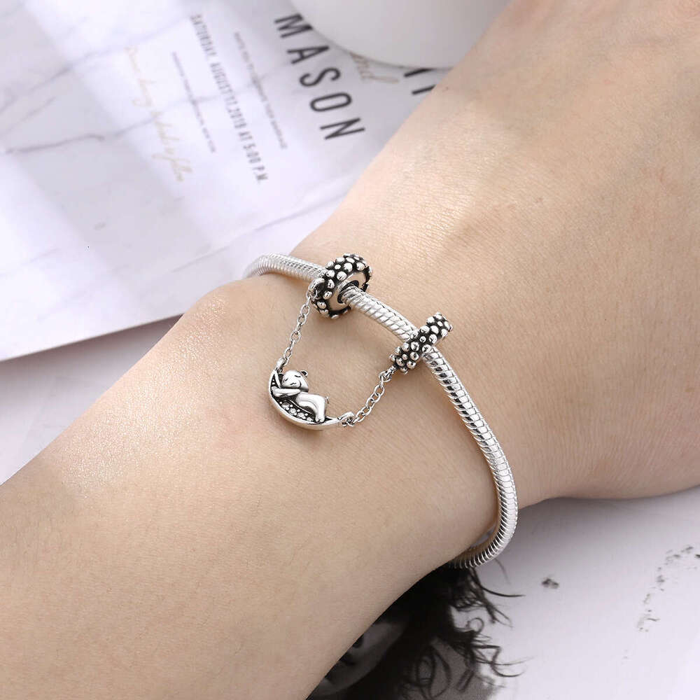 New 925 Sterling Silver Charm Moonlight Bear Clip Beads Fit Charms Silver 925 Original Bracelet DIY Jewelry Making For women Gifts