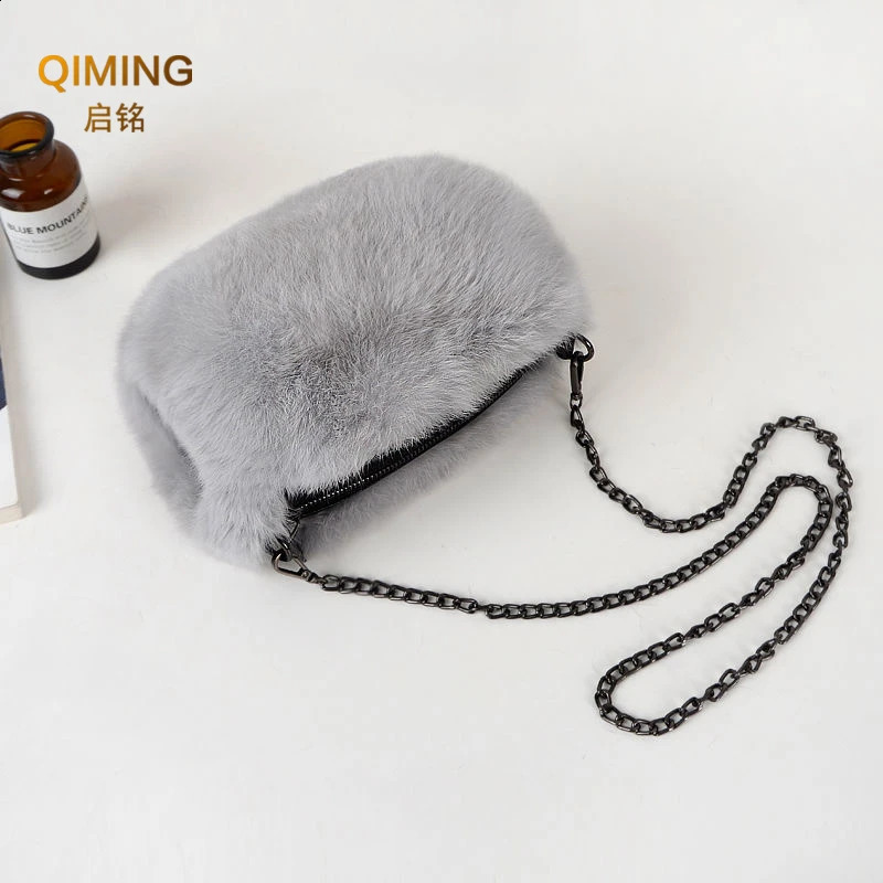 Real leather bags womens cross body bags autumn winter plush wallets and handbags handbags womens fur warm handbags 240912