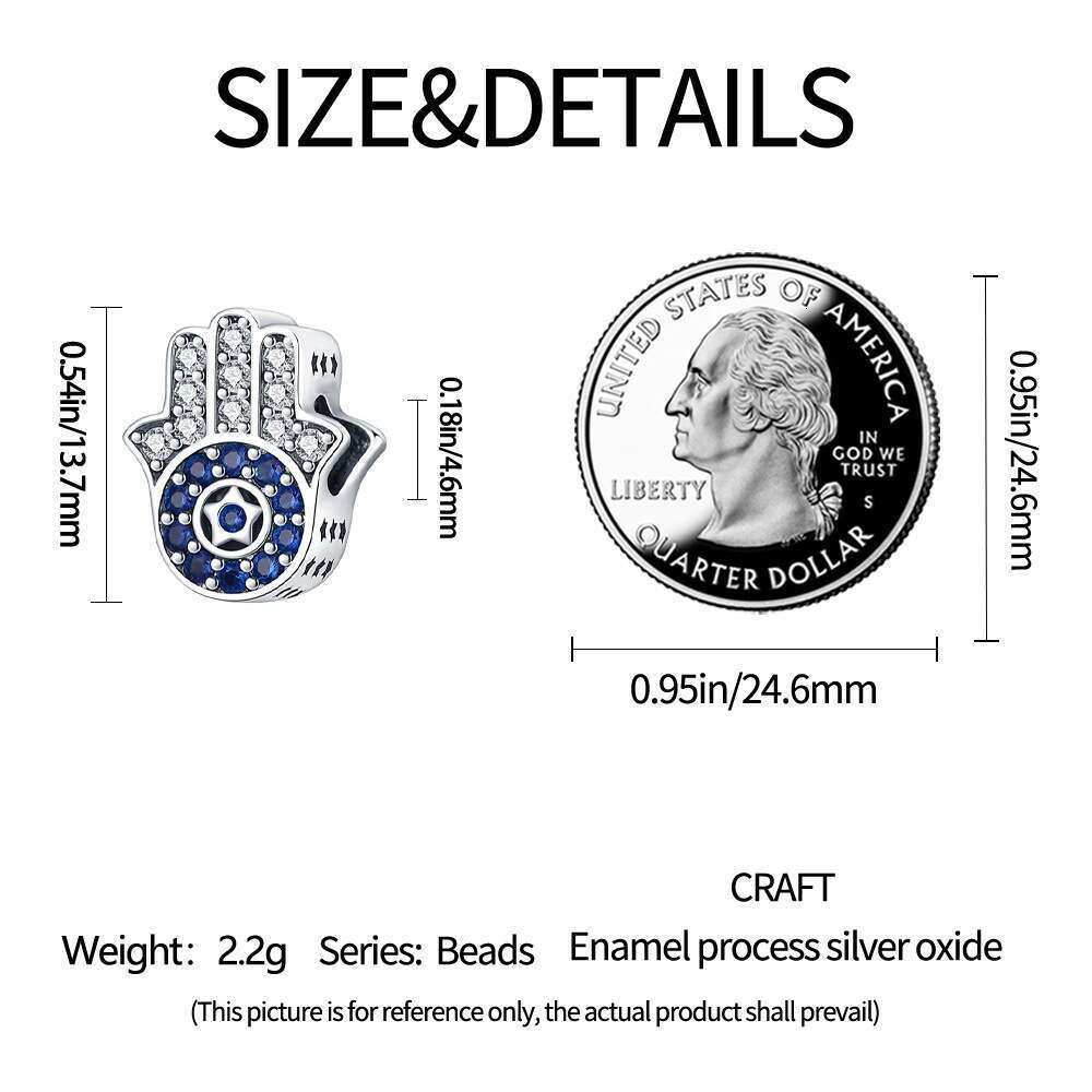 New 925 Sterling Silver Charm The Hand of Fatima beads Fit Charms Silver 925 Original Bracelet DIY Jewelry Making For women Gifts