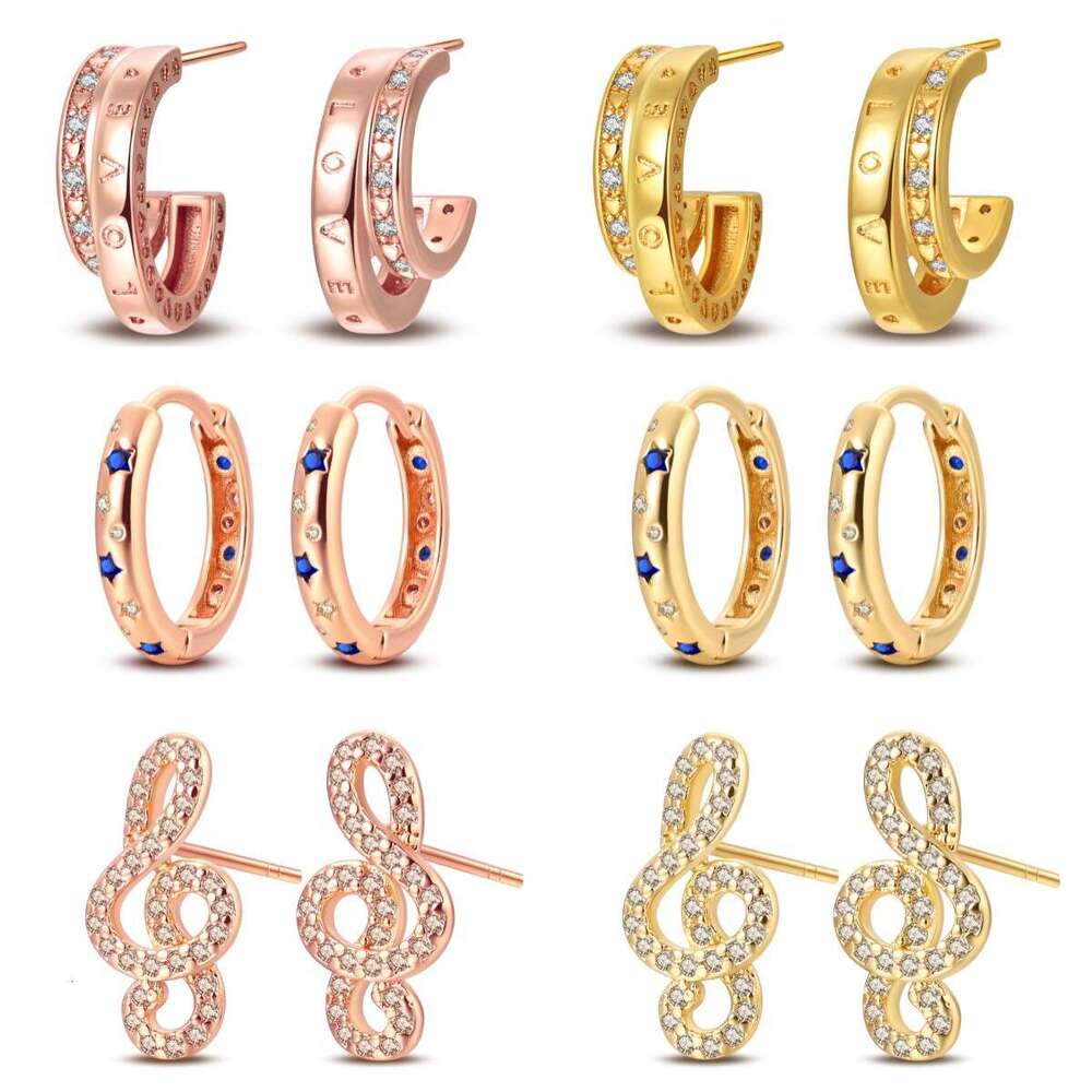 Earphone notes earring with gold plated 925 Sterling silver rings for women Gifts Wholesale