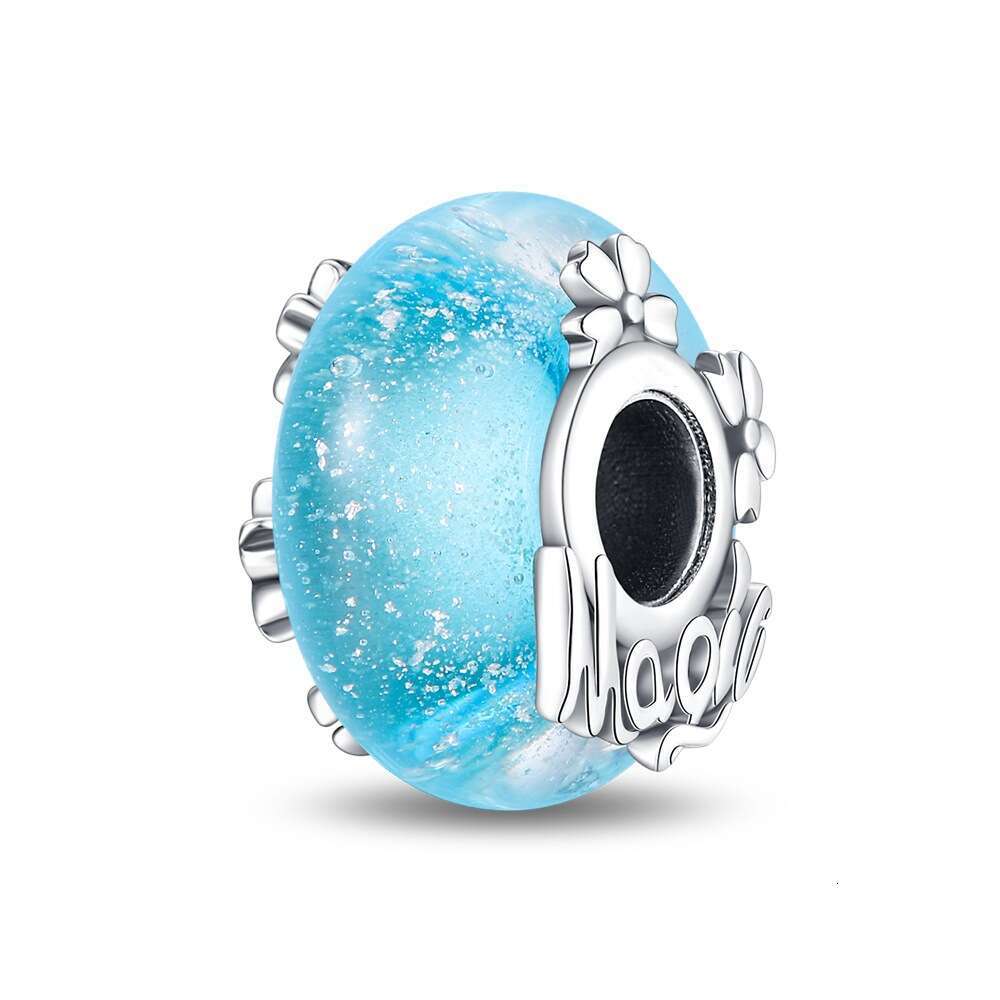 Spring New 925 Sterling Silver Charm pink blue Luminous glass beads Fit Charms Silver 925 Original Bracelet DIY Jewelry Making For women Gifts