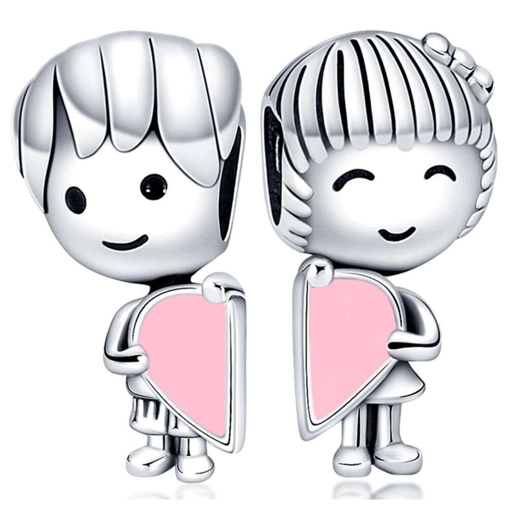 New 925 Sterling Silver Charm Love Boy and Girl heart Beads Fit Charms Silver 925 Original Bracelet DIY Jewelry Making For women Gifts