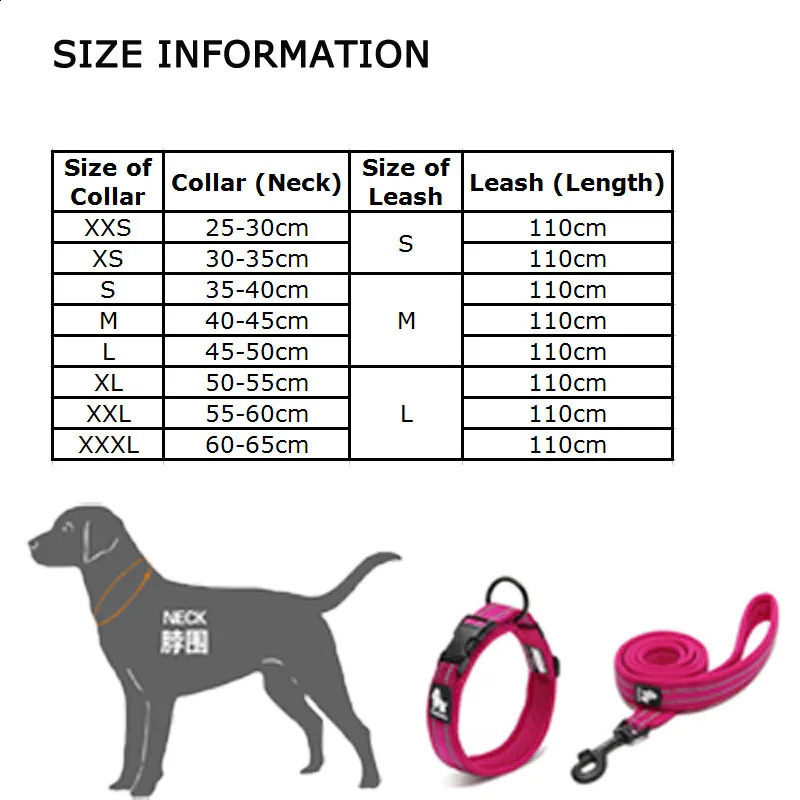 Truelove Easy On pet dog collar and leash set with adjustable nylon pads for small medium large dogs to train walk 240913