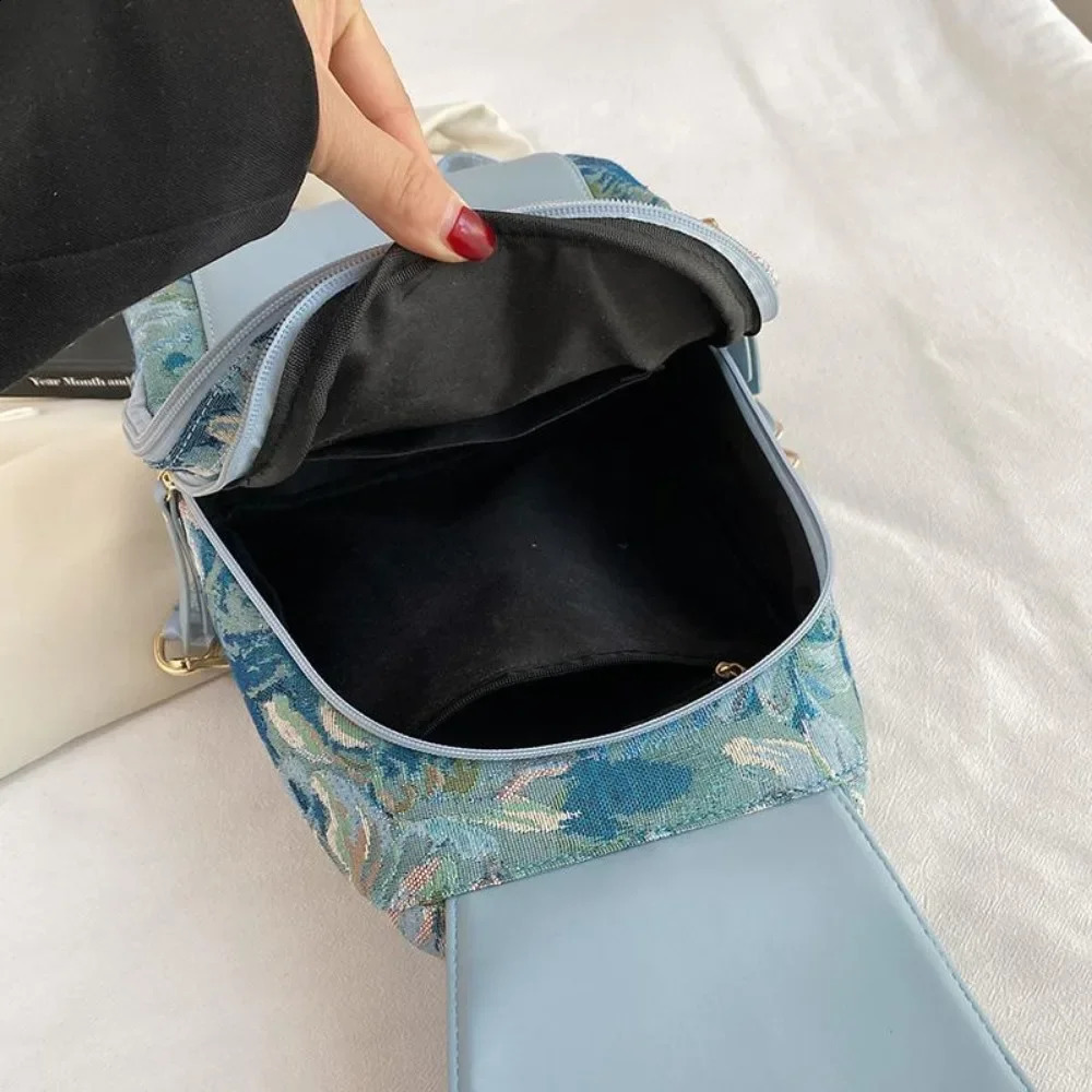 Home>Product Center>Product Center>Chinese Style Oil Painting Bag Korean Fashion Fully Matched Casual Backpack Womens Cross body Luggage 2409