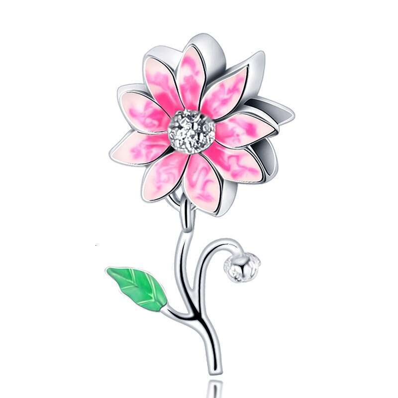 New 925 Sterling Silver Charm Hope Flower Autumn Pink Flowers pendant beads Fit Charms Silver 925 Original Bracelet DIY Jewelry Making For women Gifts