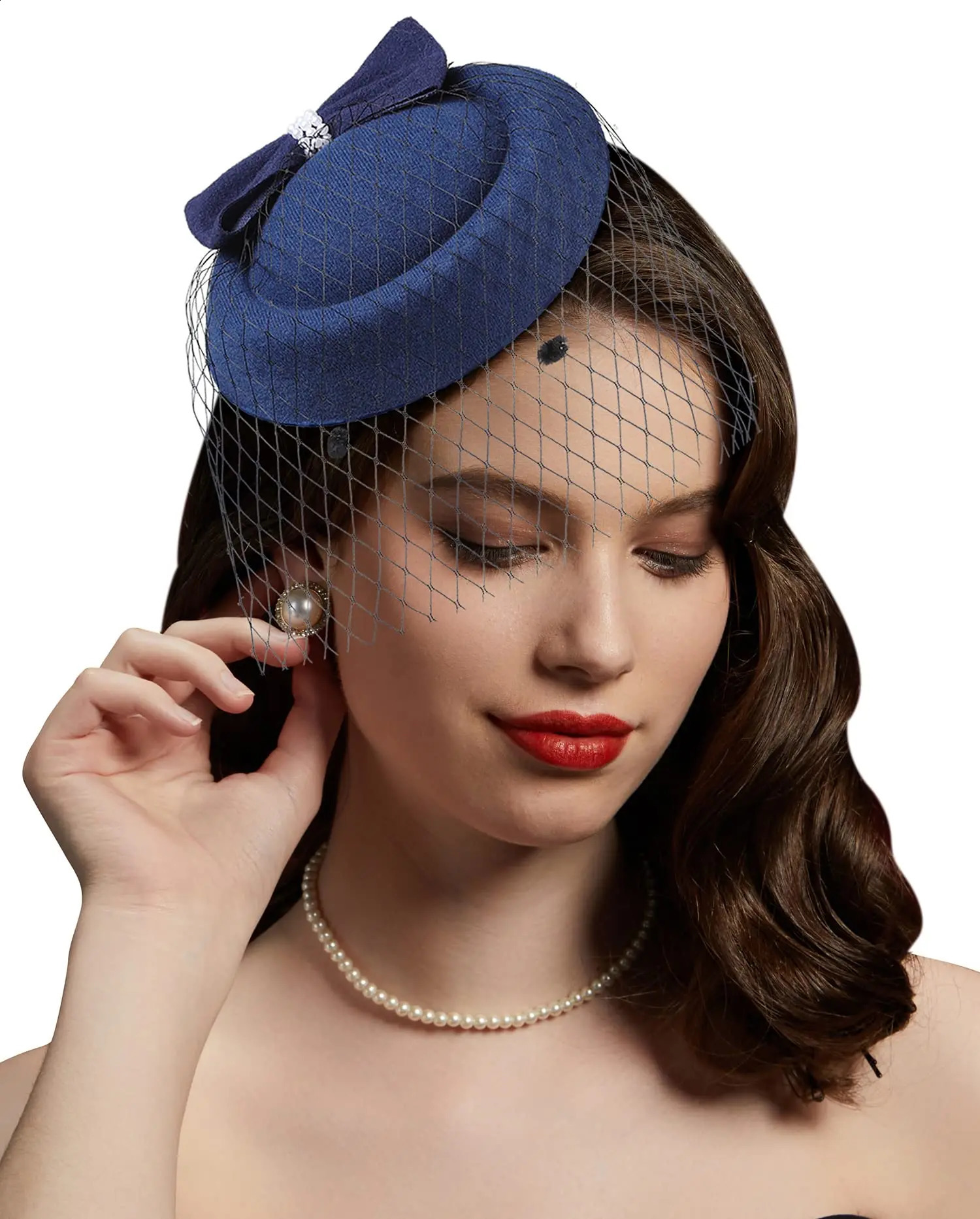 20s 50s Vintage Pillbox Hat Veil Fascinators Cocktail Tea Party Headwear Clip Fascinator for Women 240906