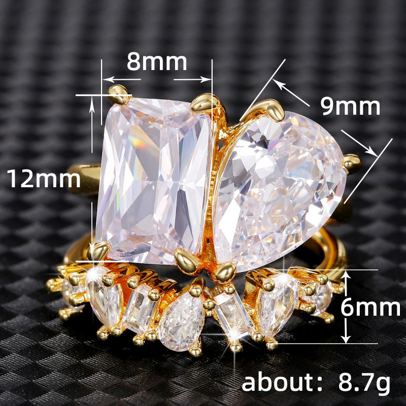 Water Drop Cubic Designer Zircon CZ Diamond Handmade Couple Wedding Rings Vintage Jewelry 18K Gold Fill Party Eternity Women Bridal Ring Set Gift