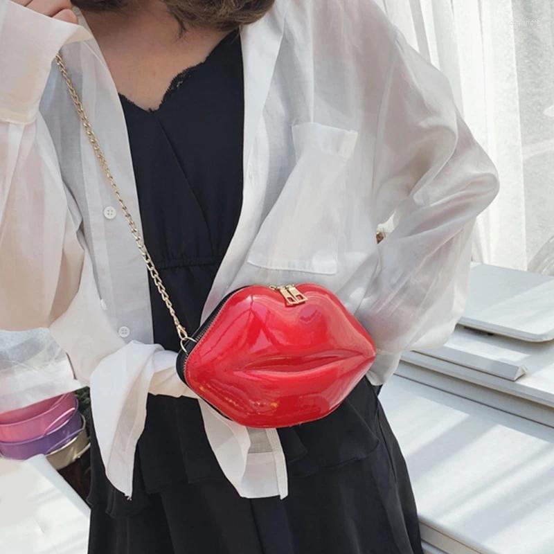 2025 NEW Drawstring Plastic Crossbody Bag Lip Zippered Shoulder Purse Handbag For Women zhanyishengli