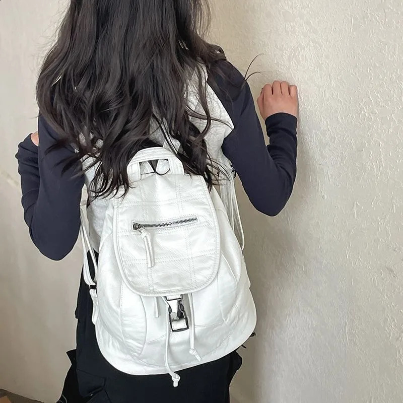 style tie All match Simple Backpack Korean Large Capacity Go Out Travel Backpack College Student Class Backpack 240912