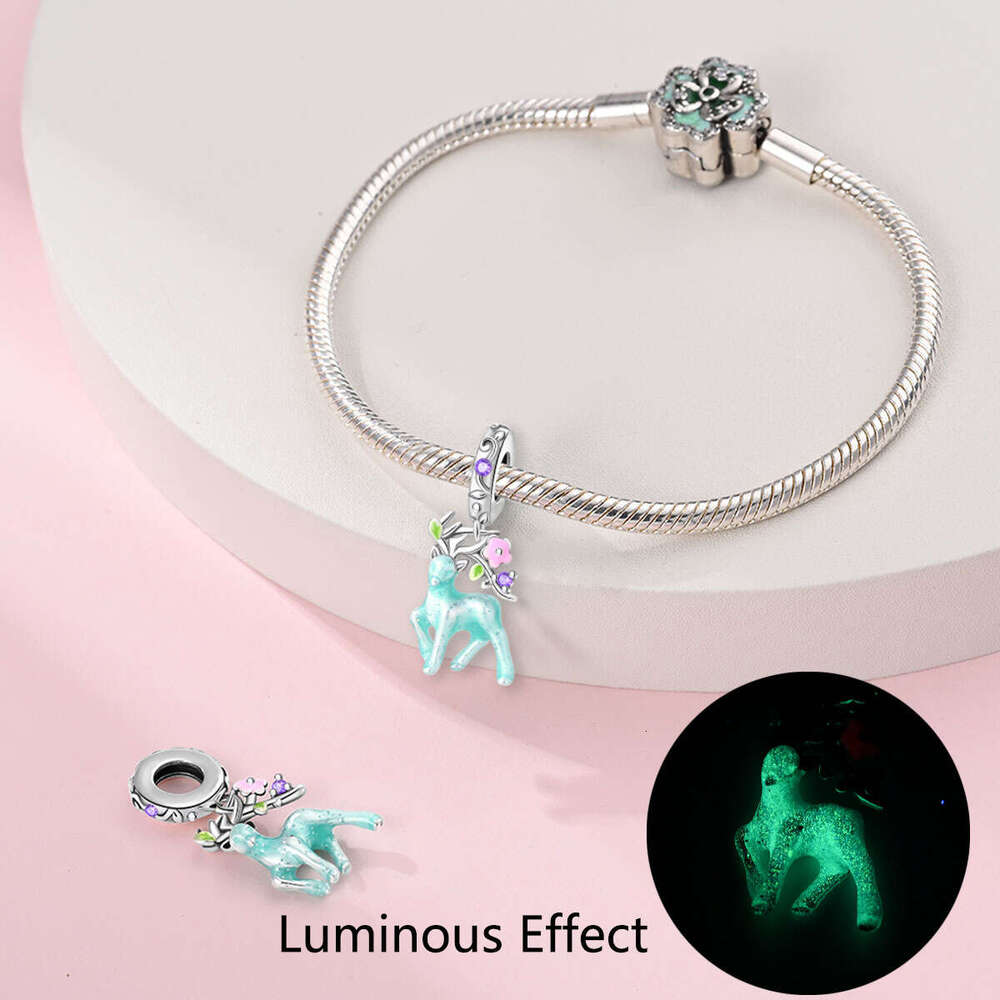 New 925 Sterling Silver Charm Luminous Butterfly Firefly Deer Pendant Fit Charms Silver 925 Bracelet DIY Jewelry Making For women Gifts