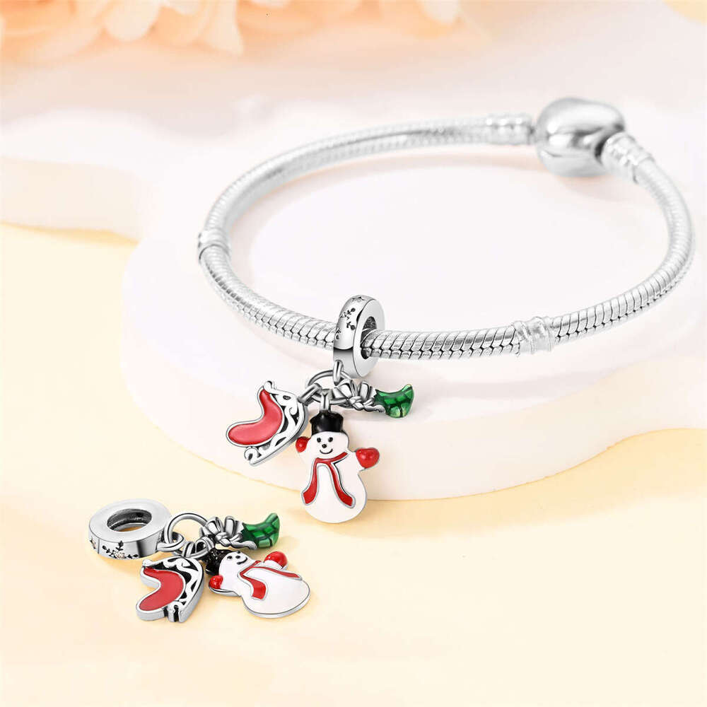 New 925 Sterling Silver Charm Christmas and Winter Romantic Series sled pendant Fit Charms Silver 925 Original Bracelet DIY Jewelry Making For women G