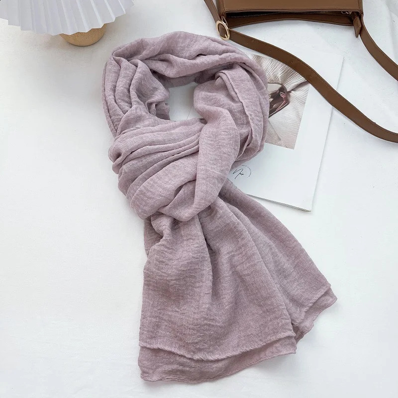 Plain Cotton and Linen Tie Dyed Scarf for Womens Thin Spring and Autumn Solid Color Retro Cotton Soft Shawl Versatile 240909
