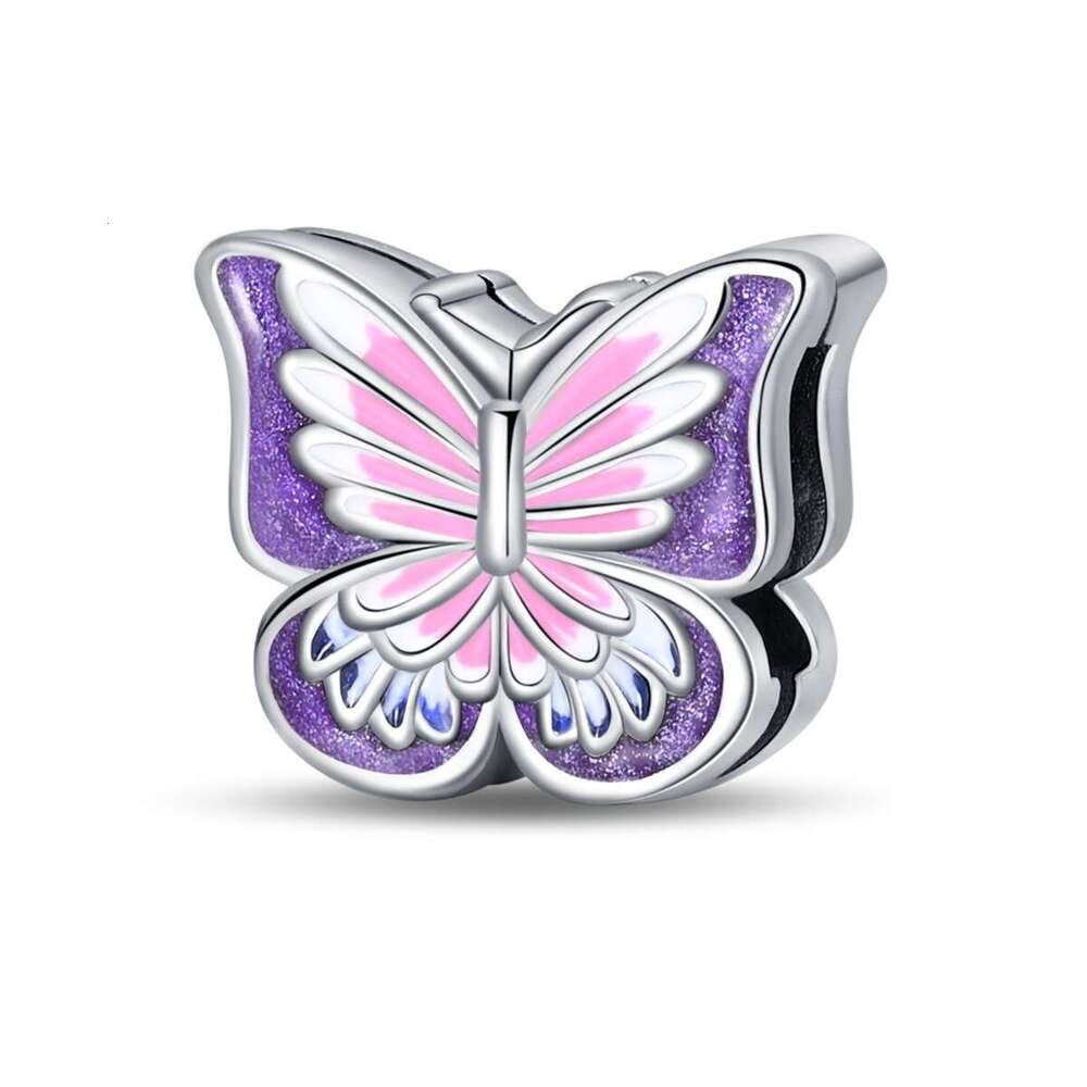 New 925 Sterling Silver Charm Red Heart Pink Shell Violet Butterfly beads Fit Charms Silver 925 Original Bracelet DIY Jewelry Making For women Gifts