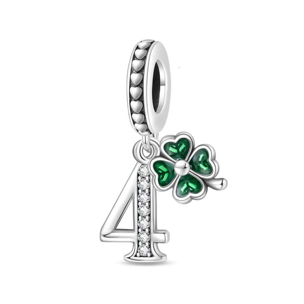 S925 New 925 Sterling Silver Charm Four leaf clover lucky number pendant Fit Charms Silver 925 Original Bracelet DIY Jewelry Making For women Gifts