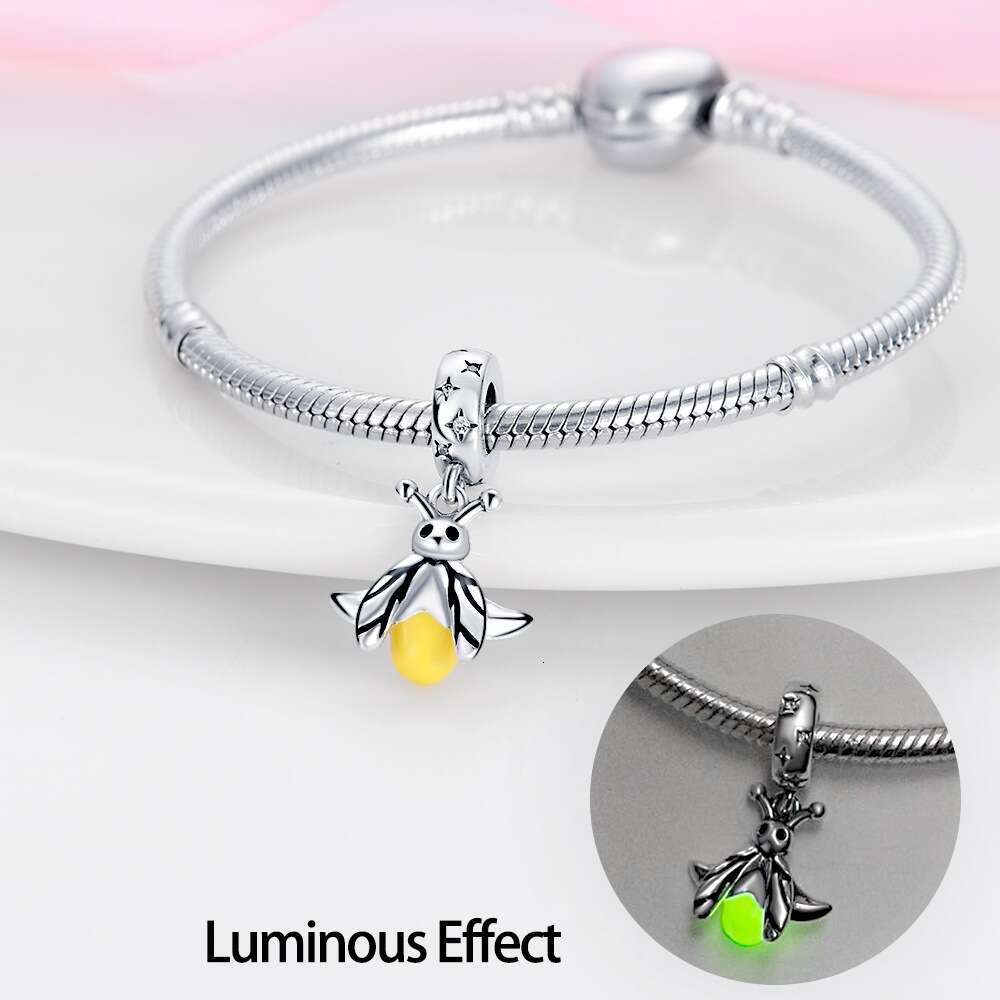 New 925 Sterling Silver Charm Colorful Nightglow Firefly Ladybug Turtle Pendant Fit Charms Silver 925 Original Bracelet DIY Jewelry Making For women G